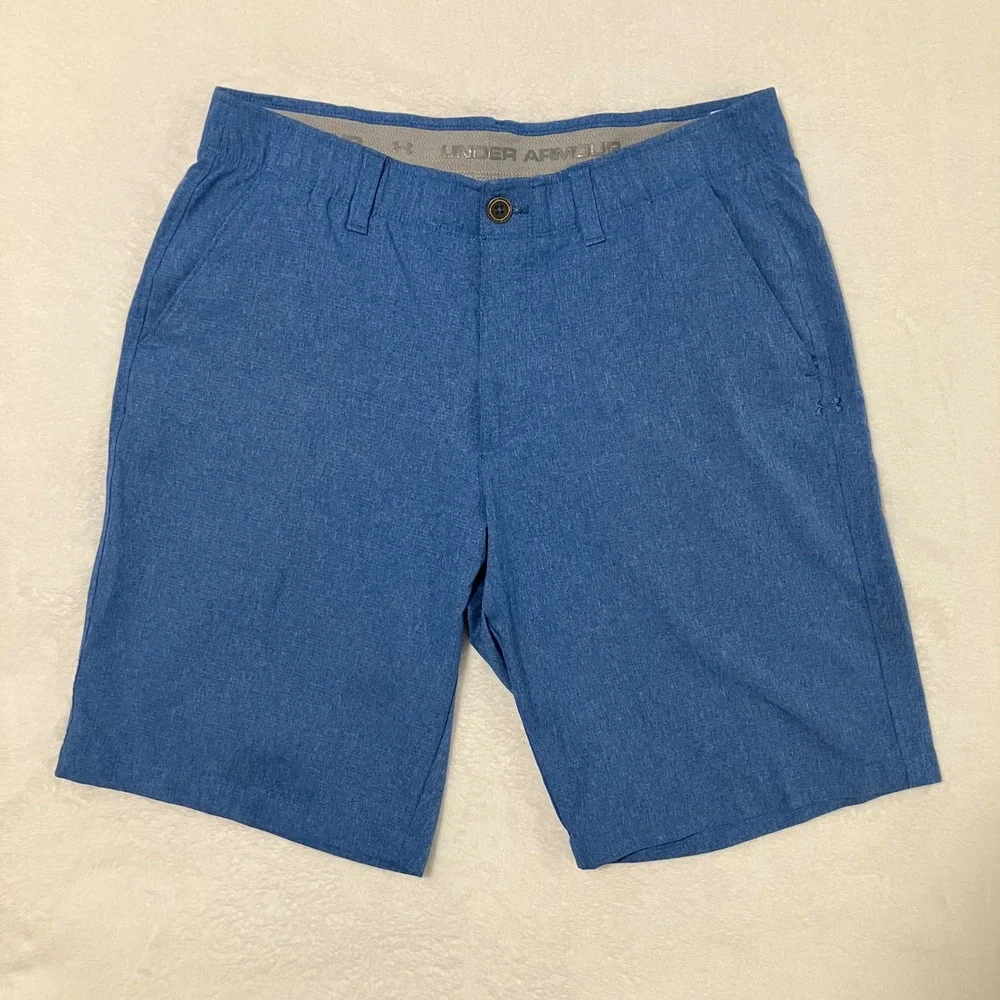 Under Armour HeatGear Golf Shorts Men's Size 34 Blue Heathered Match Play Vented